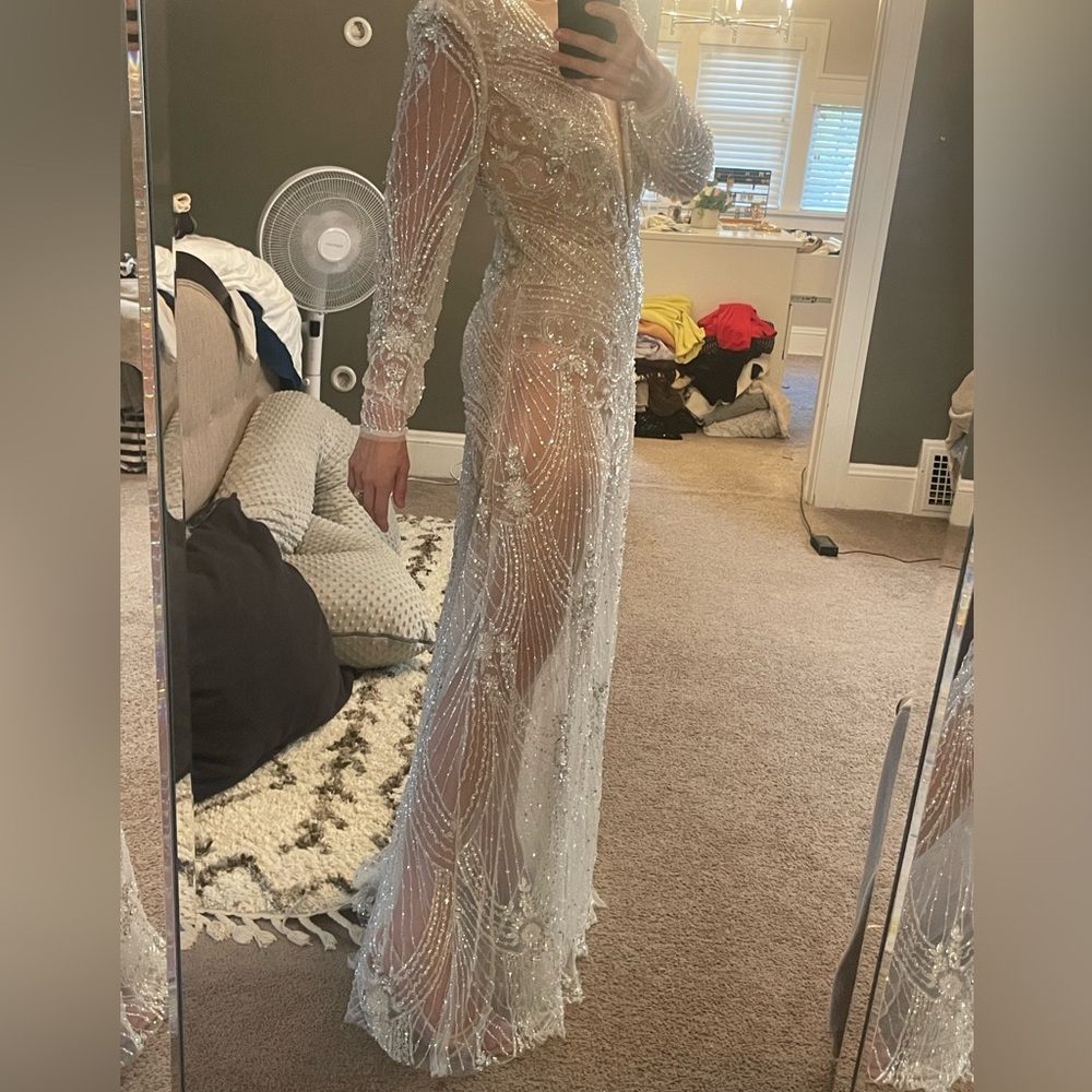 Albina Dyla inspired Couture Custom Lace Beaded Wedding/Prom Gown - Picture 4 of 13